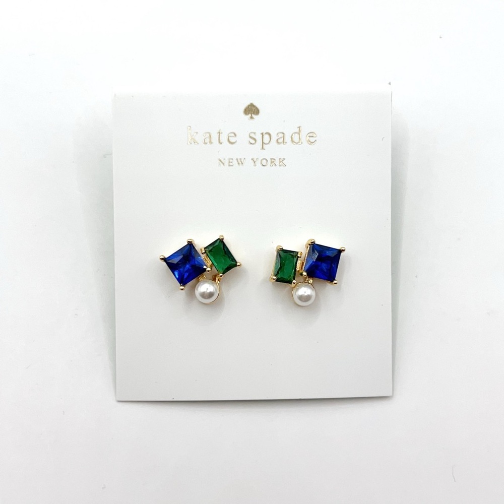 KS156-Kate Spade blue/green crystals earrings